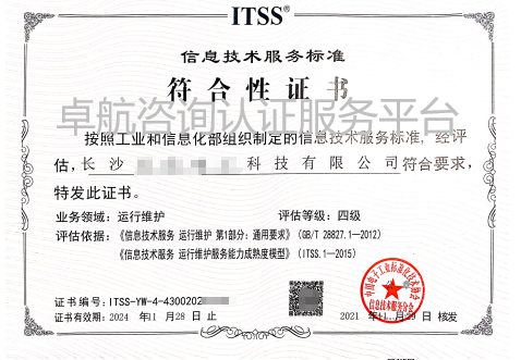 恭喜長沙企業ITSS認證年前順利下證！